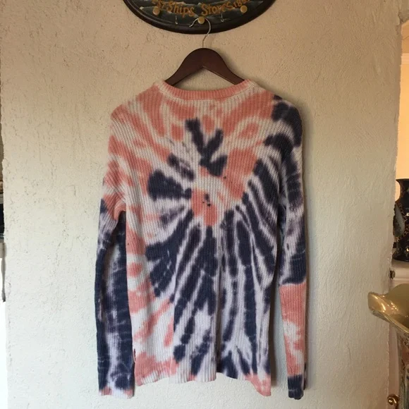 Belle by belldini Tie Dye Knit Sweater in NAVY/Pink Guava - Picture 5 of 8